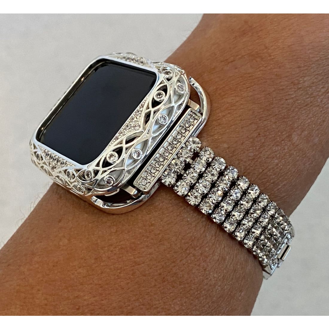 Series 2-8 Apple Watch Band 40mm Women&#39;s Silver & or Swarovski Crystal Bezel Cover Bumper 38mm 40mm 41mm 42mm 44mm 45mm - apple watch,