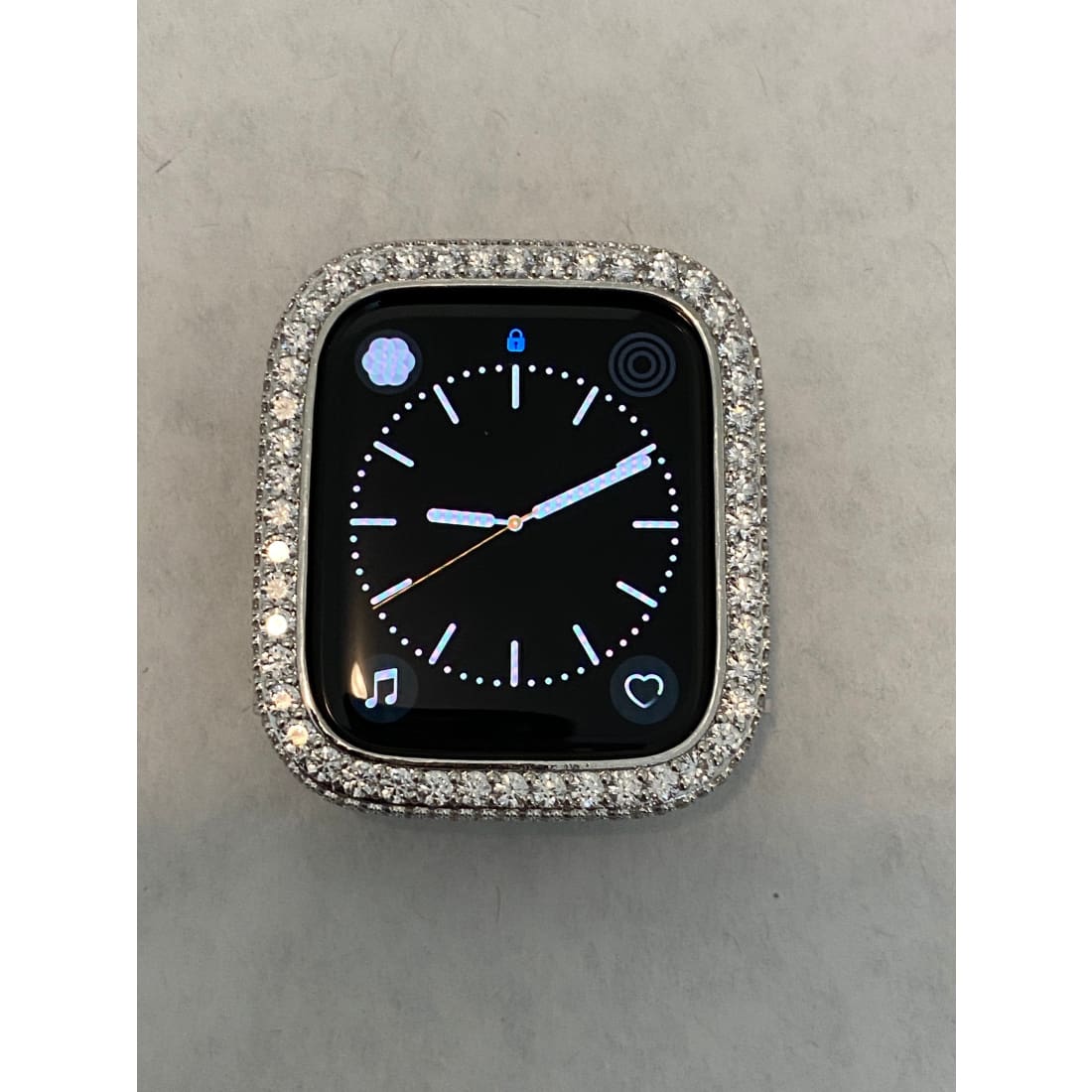 Silver Apple Watch Band and or Custom White Gold Apple Watch Cover Bezel Lab Diamonds 38 40 41 42 44 45mm Smartwatch Bumper - apple watch,