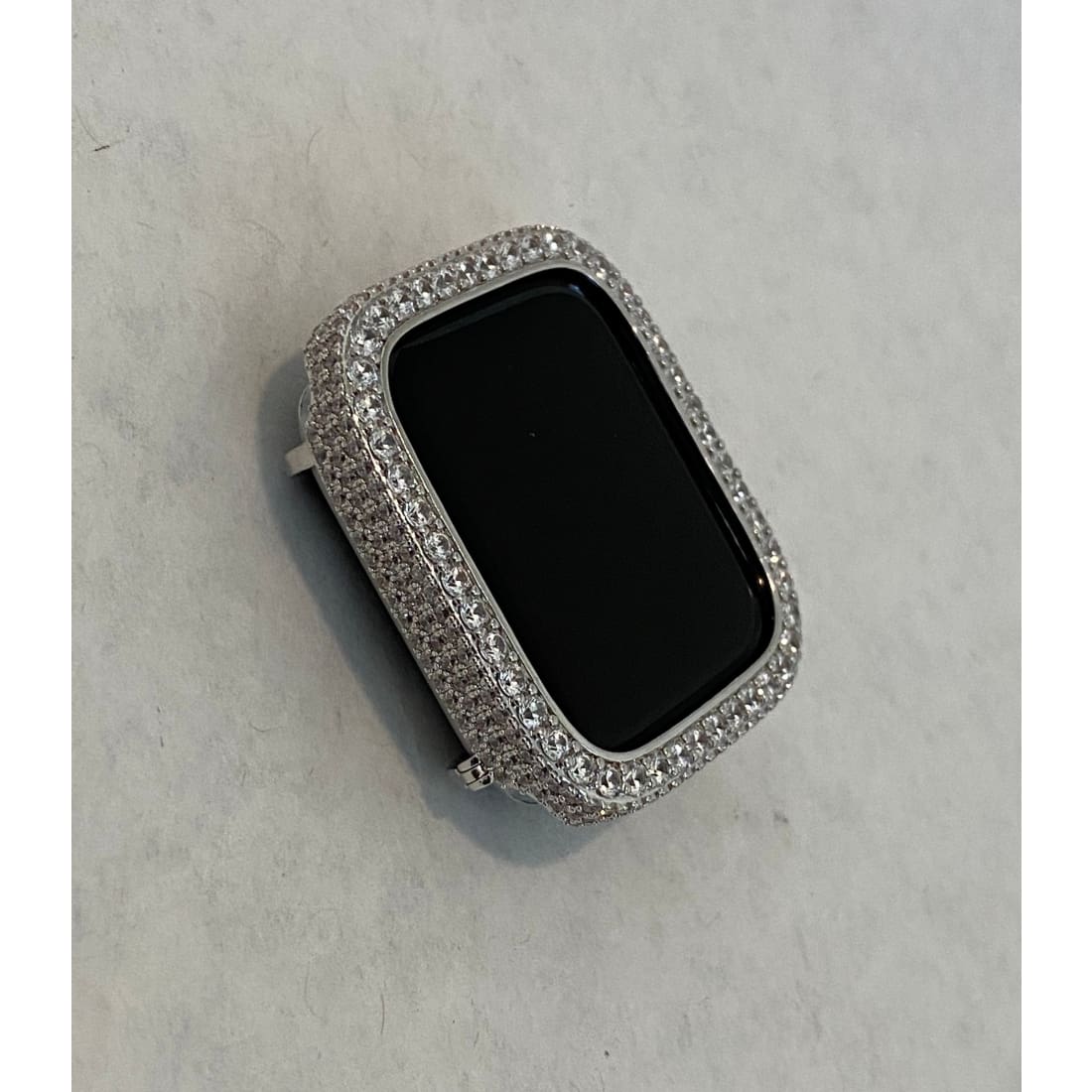 Silver Apple Watch Band and or Custom White Gold Apple Watch Cover Bezel Lab Diamonds 38 40 41 42 44 45mm Smartwatch Bumper - apple watch,