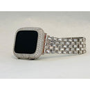 Silver Apple Watch Band Swarovski Crystal Baguettes & or Apple Watch Cover Lab Diamond Bezel Case Bling 38mm-49mm Ultra S1-8 - 40mm apple