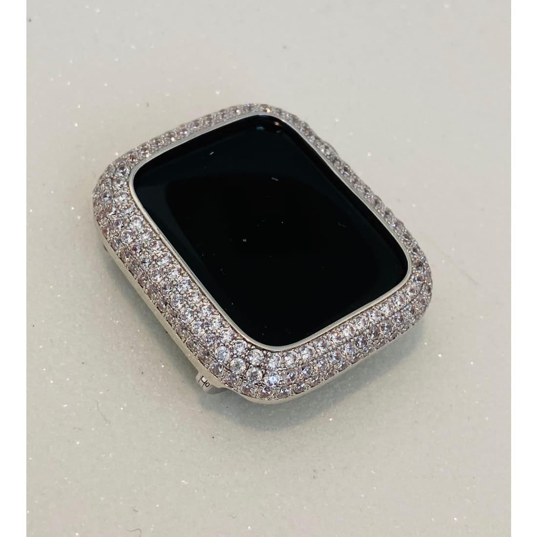 Silver Apple Watch Band Swarovski Crystal Baguettes & or Apple Watch Cover Lab Diamond Bezel Case Bling 38mm-49mm Ultra S1-8 - 40mm apple