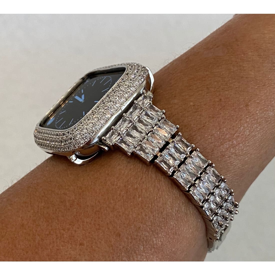 Ultra 49mm Apple Watch Band Silver Swarovski Crystals & or Apple Watch Cover Lab Diamond Bezel Smartwatch Bumper Case 38mm-49mm - apple