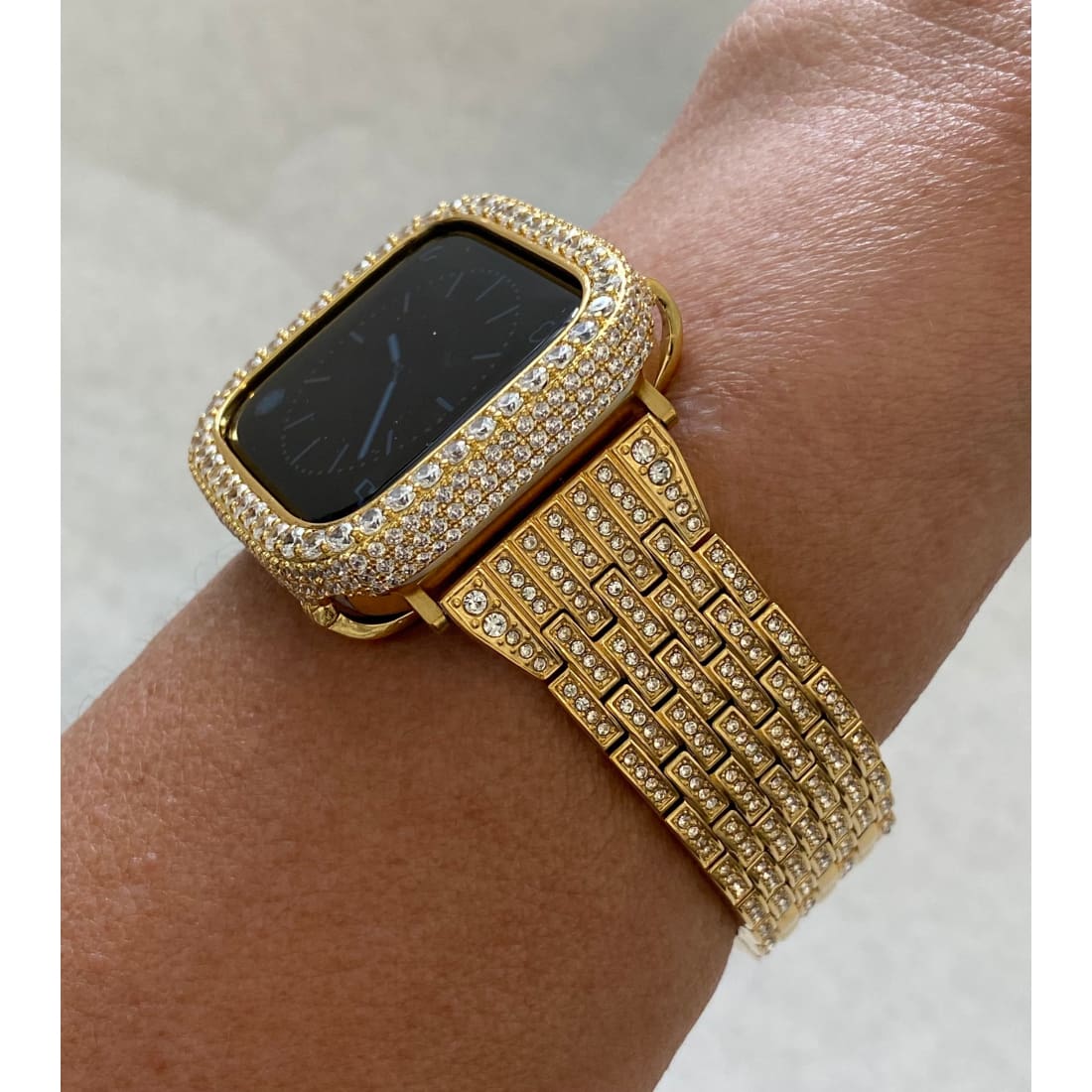 Ultra 49mm Gold Apple Watch Band Swarovski Crystals & or Apple Watch Cover Lab Diamond Bezel Case Bling 38mm-49mm S1-8 - apple watch band,