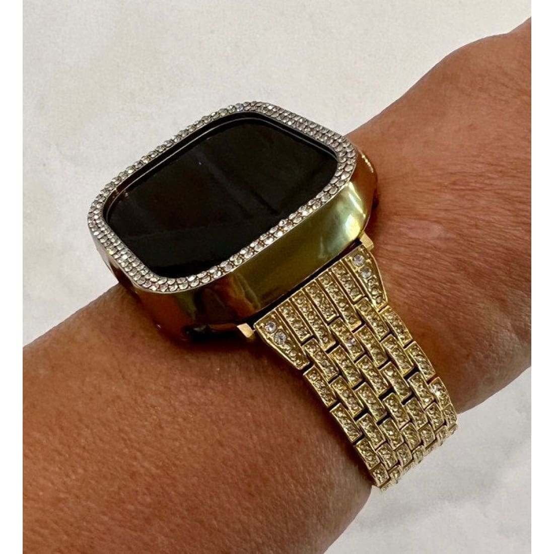 Ultra Apple Watch Band 49mm Gold Swarovski Crystals & or Crystal Bezel Cover Smartwatch Case Bling 38mm-45mm Series 2-8 SE - 49mm apple