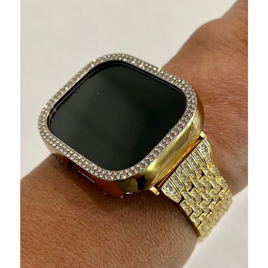 Ultra Apple Watch Band 49mm Gold Swarovski Crystals & or Crystal Bezel Cover Smartwatch Case Bling 38mm-45mm Series 2-8 SE - 49mm apple