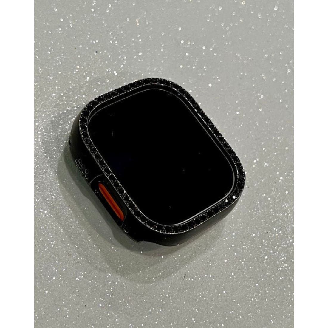 Ultra Black Apple Watch Band 49mm Stainless Steel & or Black Swarovski Crystal Bezel Cover Smartwatch Bumper Case Bling Series 8 - apple