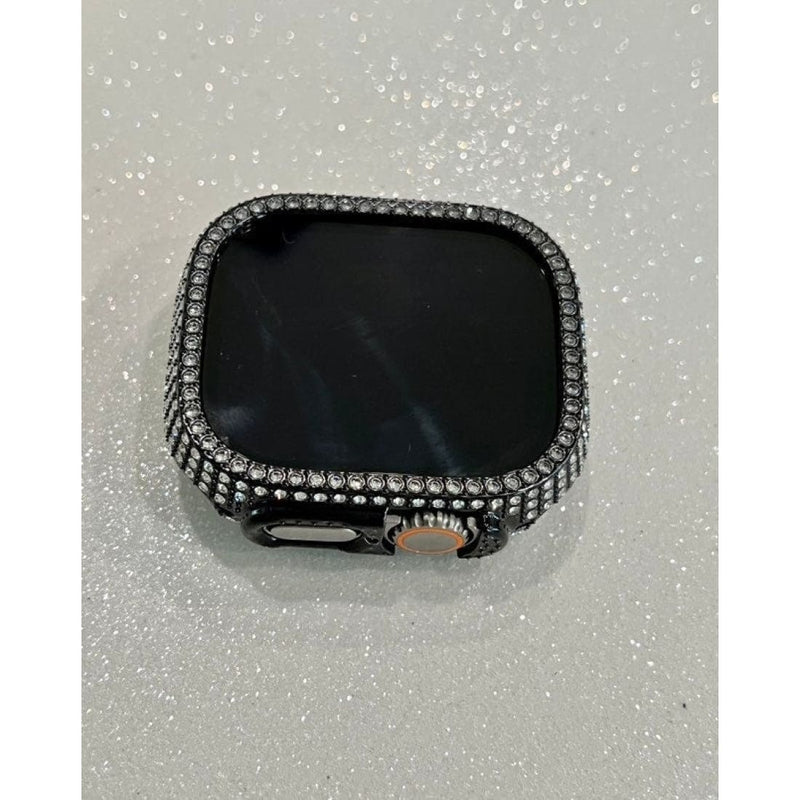 UltraApple Watch Band 49mm Black Swarovski Crystals Stainless Steel & or Crystal Bezel Cover Smartwatch Bumper Bling Series 8 - apple watch,