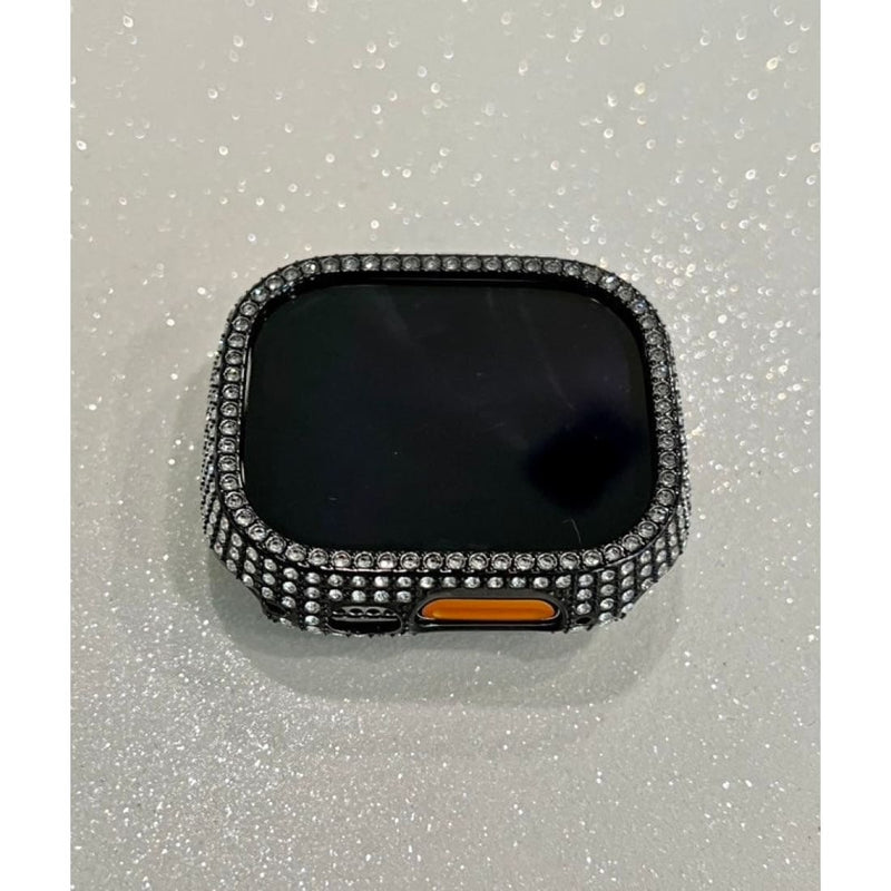 UltraApple Watch Band 49mm Black Swarovski Crystals Stainless Steel & or Crystal Bezel Cover Smartwatch Bumper Bling Series 8 - apple watch,