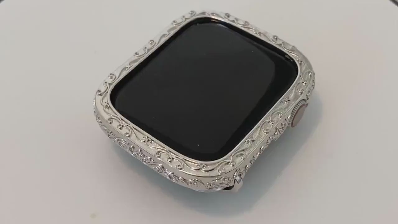 Custom Apple Watch Bezel Cover Silver 40mm 44mm Iwatch Bumper Case Hand Made Final Sale