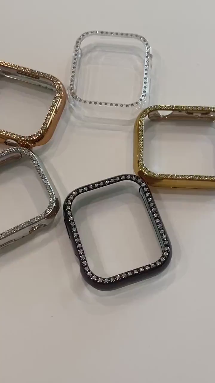 Series 7-8 Apple Watch Case Bezel 41mm 45mm 49mm Ultra Crystal Iwatch Cover Bling Silver, Gold, Black, Clear, Rose Gold