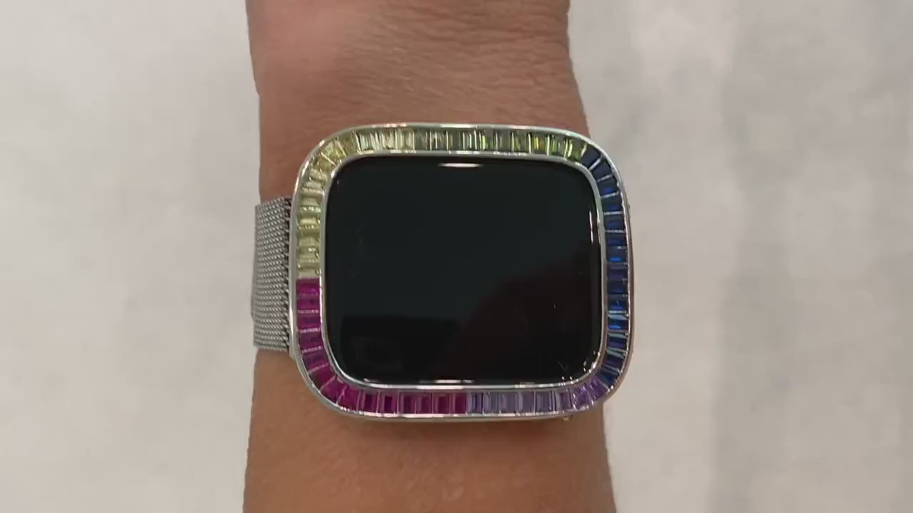 41mm 45mm Rainbow Apple Watch Bezel Cover 40mm 44mm Silver Lab Diamond Iwatch Case Series 2-8