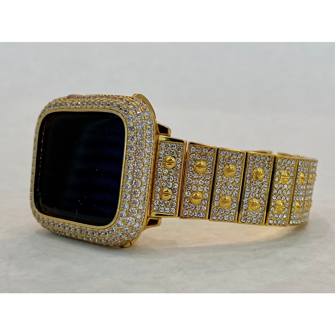 Apple Watch Band 38mm 40mm 42mm 44mm Swarovski Crystals & or Yellow Gold Lab Diamond Bezel Cover 41mm 45mm Series 1-8