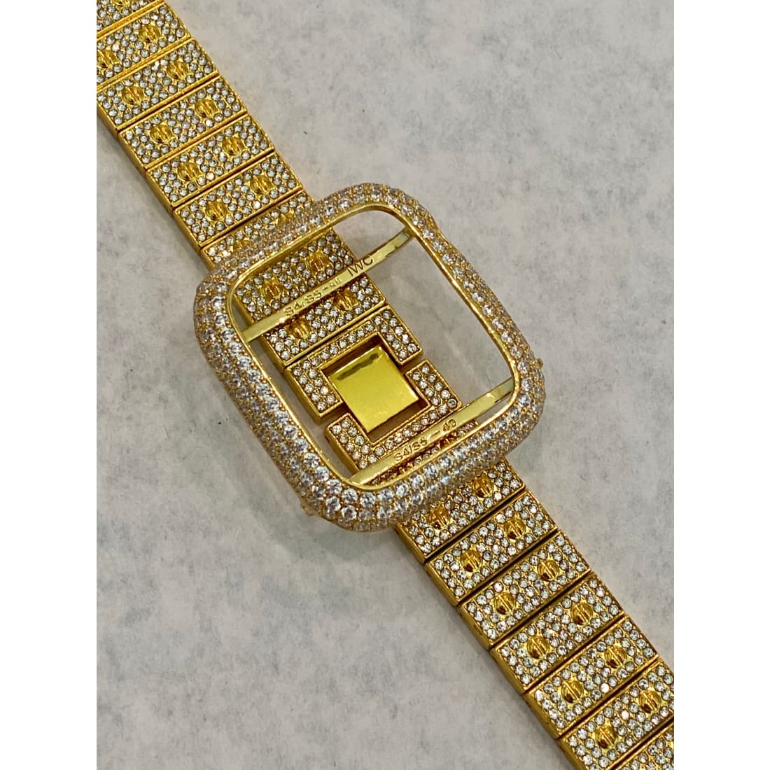 Apple Watch Band 38mm 40mm 42mm 44mm Swarovski Crystals & or Yellow Gold Lab Diamond Bezel Cover 41mm 45mm Series 1-8