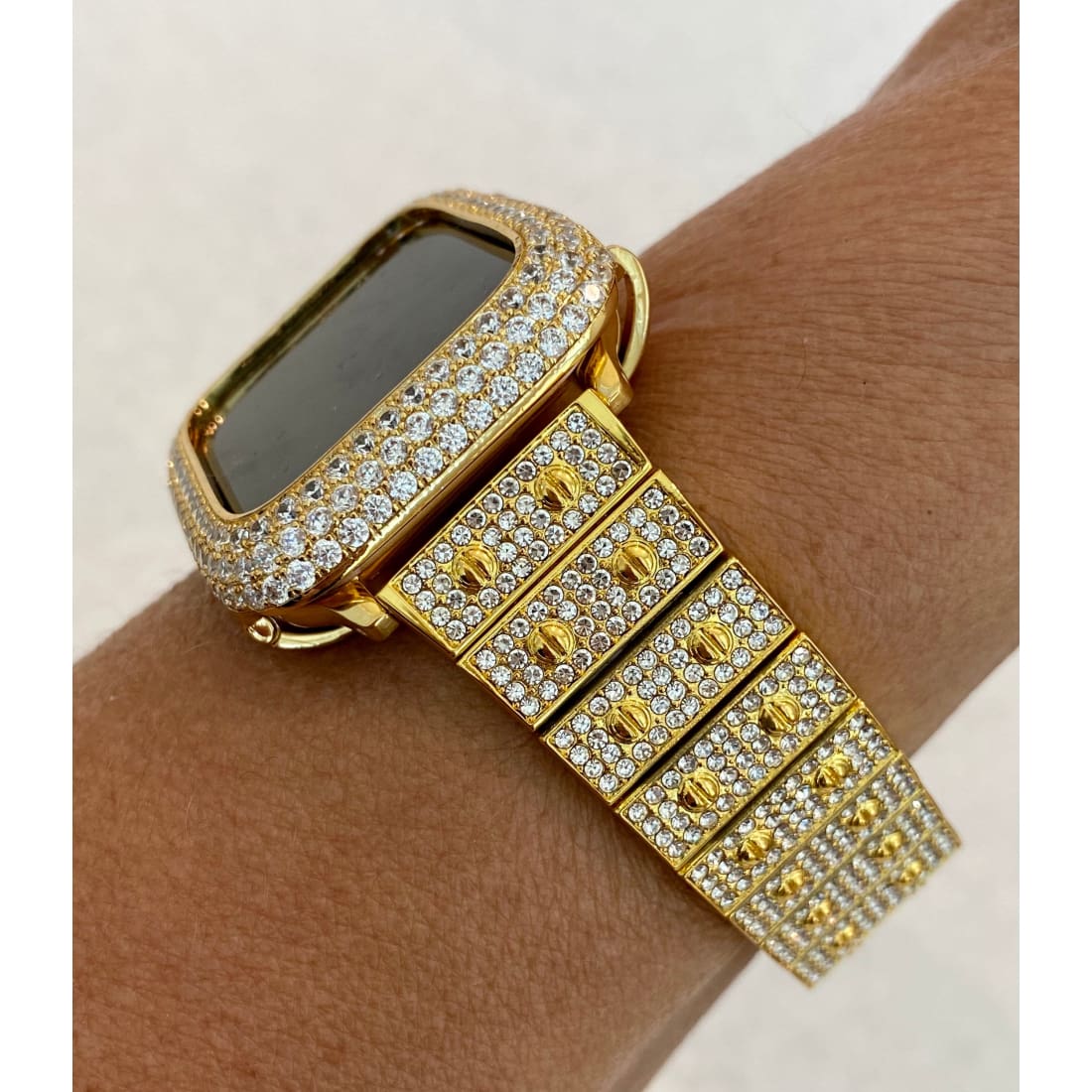 Apple Watch Band 38mm 40mm 42mm 44mm Swarovski Crystals & or Yellow Gold Lab Diamond Bezel Cover 41mm 45mm Series 1-8