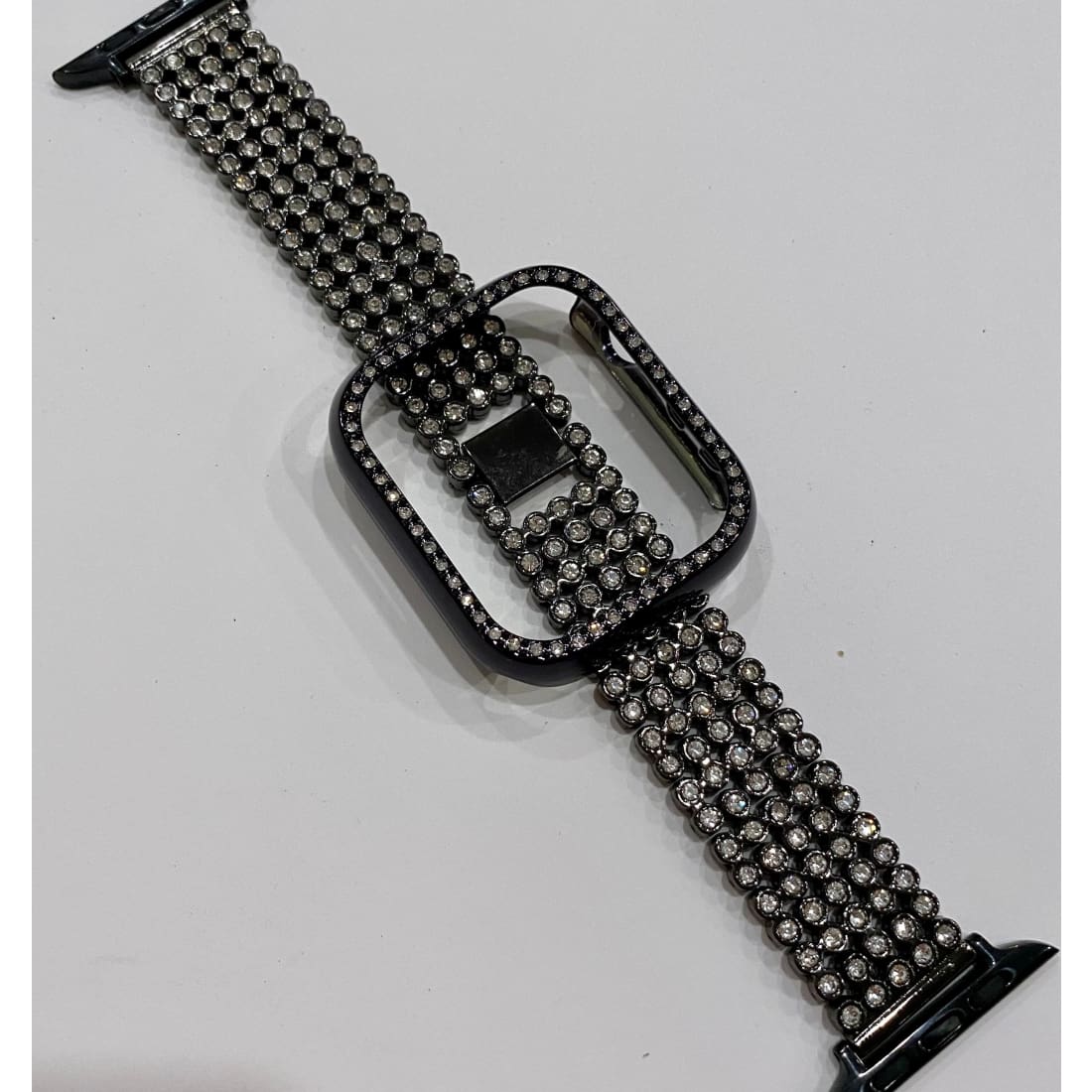 Apple Watch Band 41mm 45mm 49mm Ultra Black with Swarovski Crystals & or Crystal Bezel Cover Smartwatch Bumper Bling Series 7-8