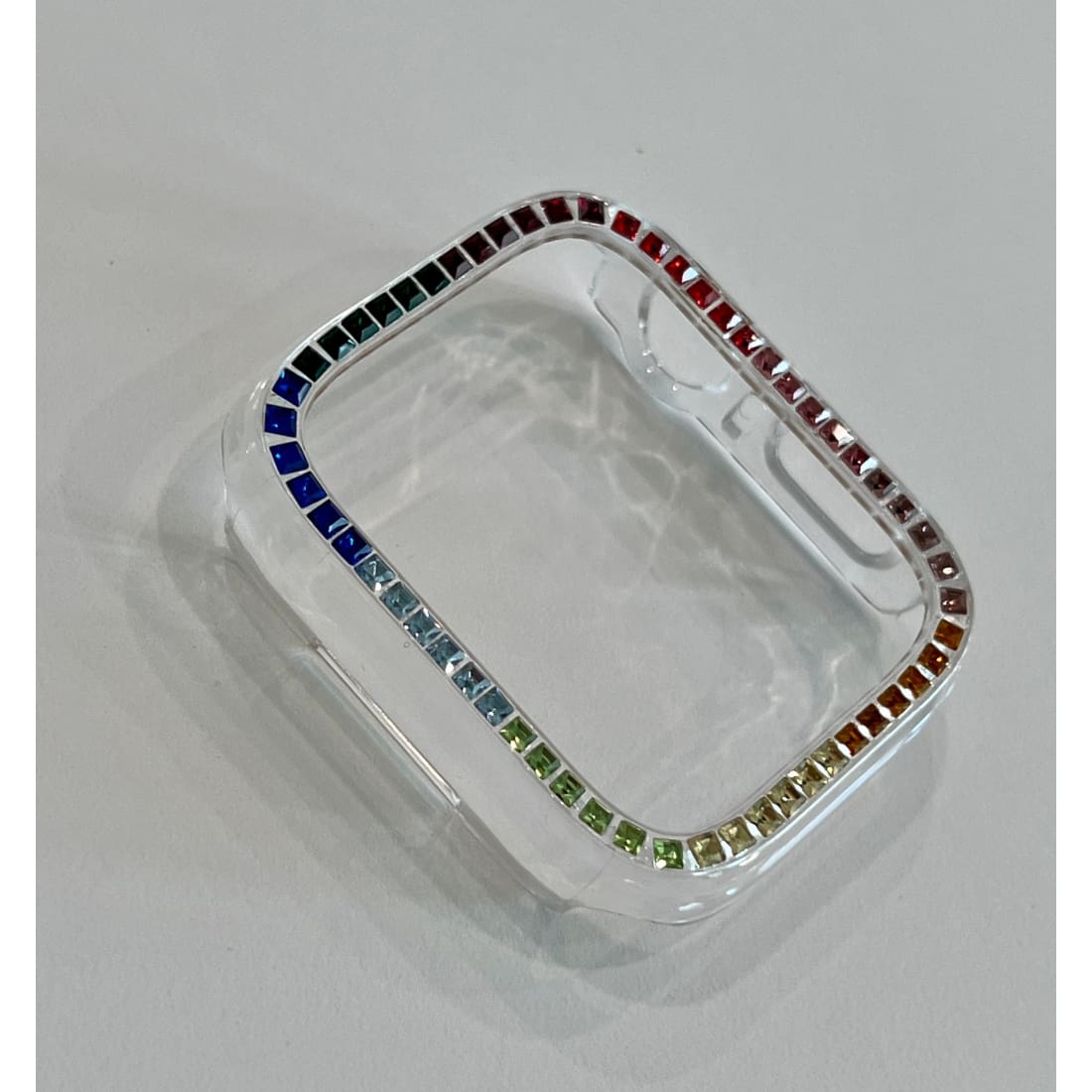 Rainbow Apple Watch Bezel Cover Clear Acrylic Bumper Crystal Rhinestones Bumper 38mm-45mm