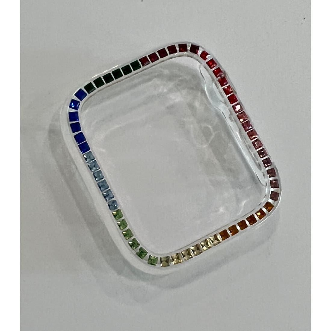 Rainbow Apple Watch Bezel Cover Clear Acrylic Bumper Crystal Rhinestones Bumper 38mm-45mm