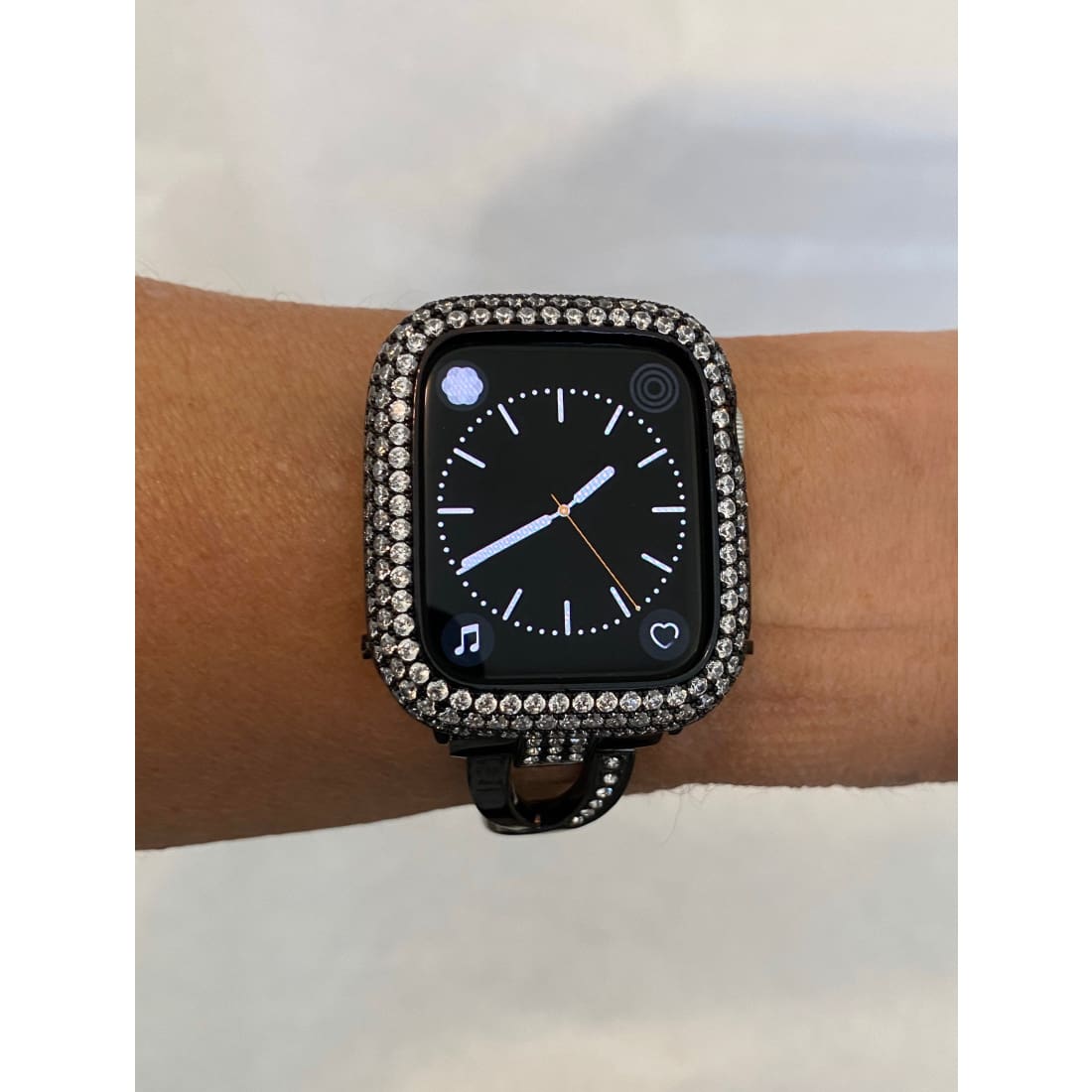 Series 1-8 Apple Watch Band Black Swarovski Crystals & or Lab Diamond Bezel Cover 38mm 40mm 41mm 42mm 44mm 45mm Iwatch Bling