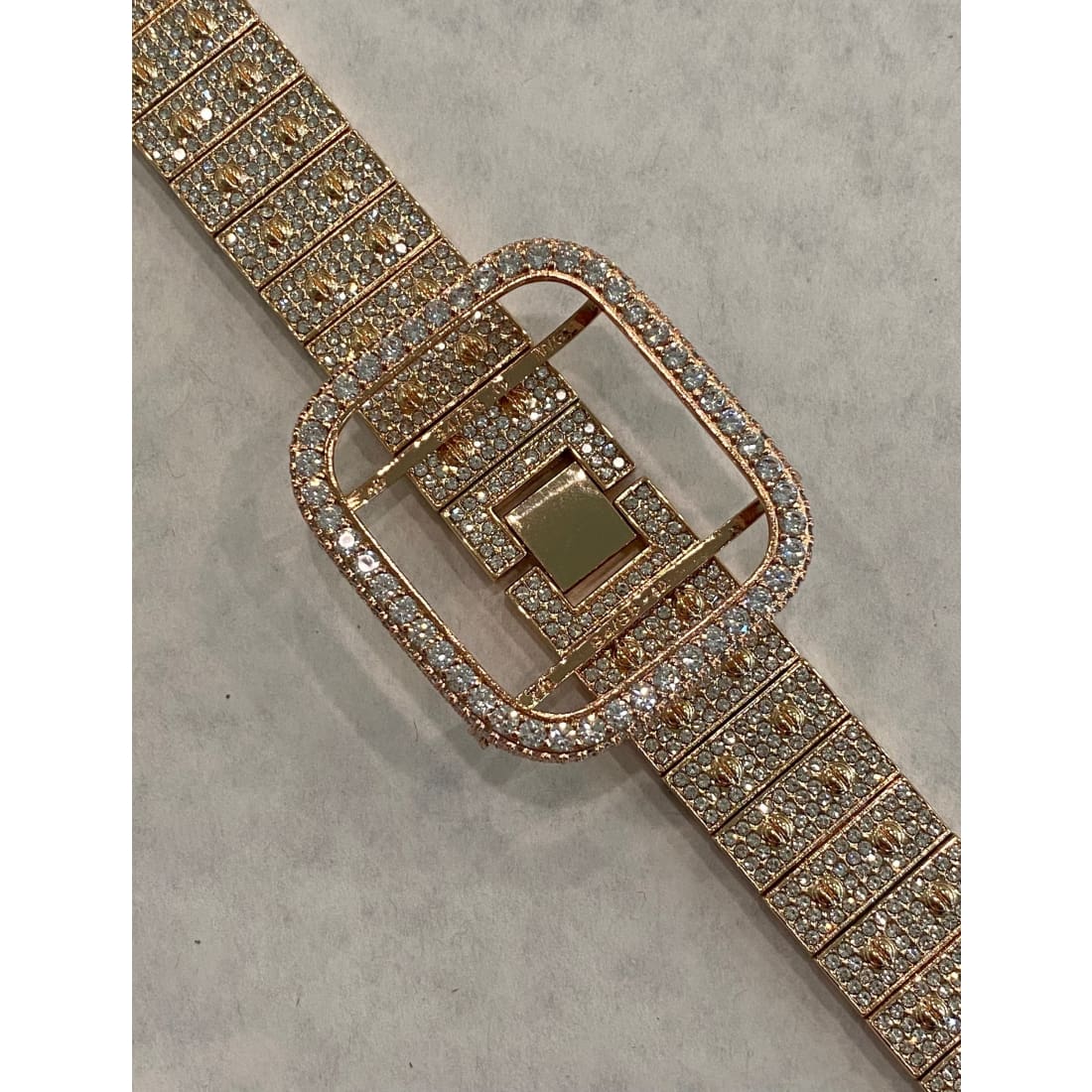 Series 1-8 Rose Gold Apple Watch Band Swarovski Crystal 41mm 45mm & or Lab Diamond Bezel Bumper Cover Bling 38mm-44mm