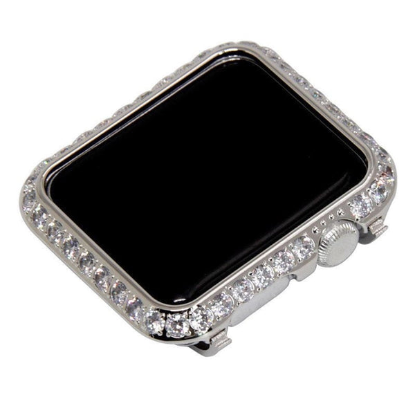 Silver Apple Watch Bezel Metal 3mm Lab Diamond Crystal Iwatch Band Bling 38mm 40mm 42mm 44mm Series 1,2,3,4,5,6,SE